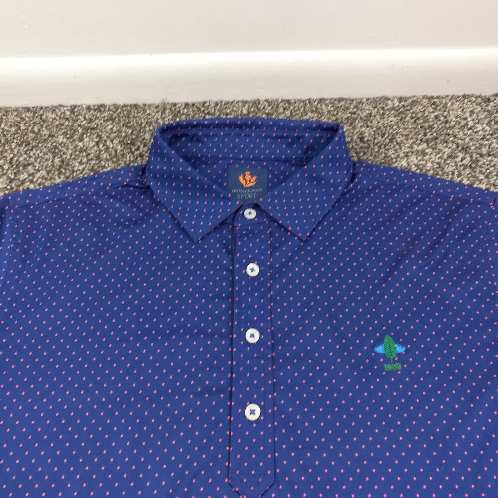Donald Ross Cedarbrook Country Club Polo Shirt Blue Pink Striped Mens Medium